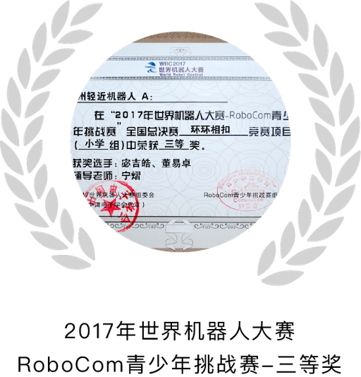 2017年世界机器人大赛RoboCom青少年挑战赛-三等奖